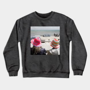 Lyme Regis, Hats at the seaside watching waves Crewneck Sweatshirt